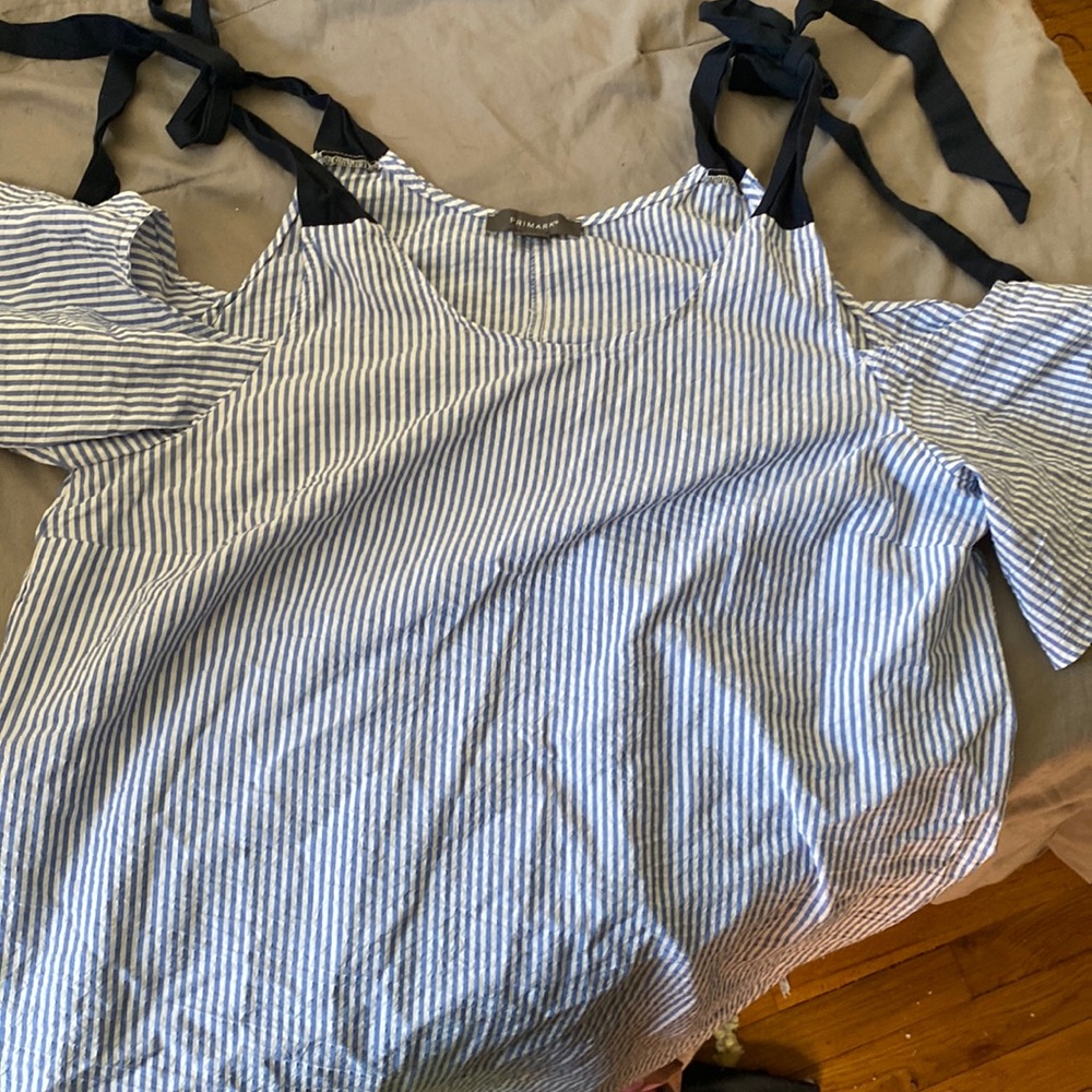 Seersucker Cold Shoulder Dress
